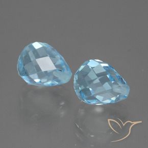 5.08 ctw Blue Topaz Stones, Natural Topaz in Half-Drilled Briolette Shape for Sale