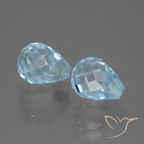 5.12 ctw Blue Topaz Stones, Natural Topaz in Half-Drilled Briolette Shape for Sale