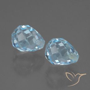 5.41 ctw Blue Topaz Stones, Natural Topaz in Half-Drilled Briolette Shape for Sale