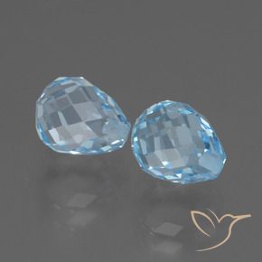 5.46 ctw Blue Topaz Stones, Natural Topaz in Half-Drilled Briolette Shape for Sale