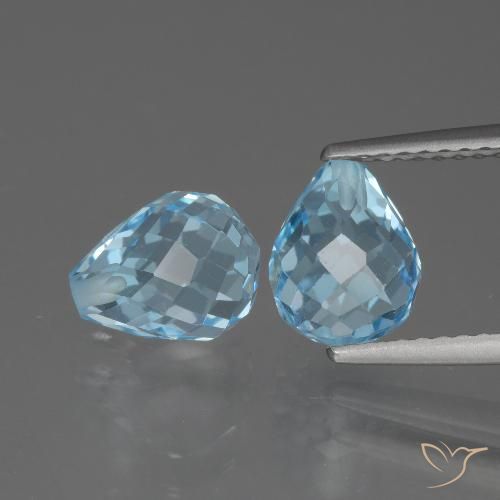 5.2 ct Sky Blue Topaz, 7.9 mm Briolette From Brazil, Photo A