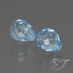 5.20 ctw Blue Topaz Stones, Natural Topaz in Half-Drilled Briolette Shape for Sale