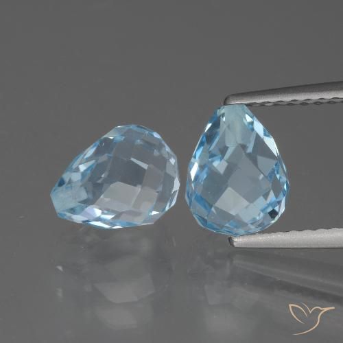 5.25 ct Sky Blue Topaz, 8.1 mm Briolette From Brazil, Photo A