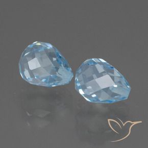 5.25 ctw Blue Topaz Stones, Natural Topaz in Half-Drilled Briolette Shape for Sale
