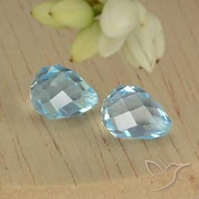 5.21 ctw Blue Topaz Stones, Natural Topaz in Half-Drilled Briolette Shape for Sale
