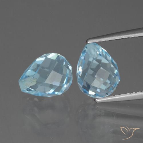 5.26 ct Loose Sky Blue Topaz, 8 mm Briolette From Brazil, Photo A