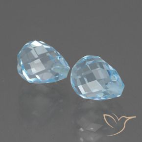 5.26 ctw Blue Topaz Stones, Natural Topaz in Half-Drilled Briolette Shape for Sale