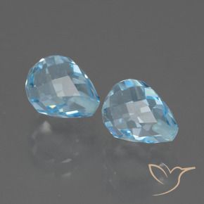 5.10 ctw Blue Topaz Stones, Natural Topaz in Half-Drilled Briolette Shape for Sale
