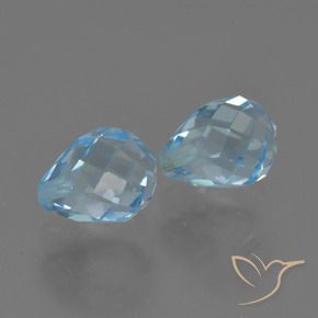 5.11 ctw Blue Topaz Stones, Natural Topaz in Half-Drilled Briolette Shape for Sale