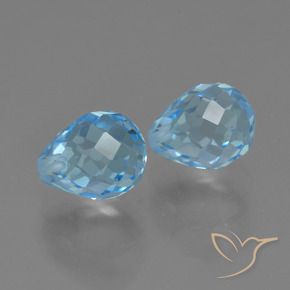 5.32 ctw Blue Topaz Stones, Natural Topaz in Half-Drilled Briolette Shape for Sale