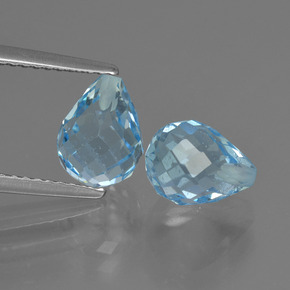 Deep Maya Blue Topas Edelstein - 2.5ct halbgebohrte Pendeloque (ID: 426632)