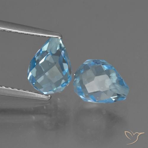 4.93 ct Swiss Blue Topaz, 8 mm Briolette From Brazil, Photo A