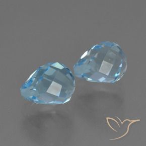 4.93 ctw Blue Topaz Stones, Natural Topaz in Half-Drilled Briolette Shape for Sale
