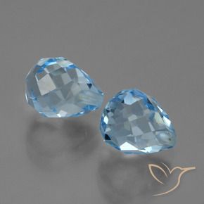 5.25 ctw Blue Topaz Stones, Natural Topaz in Half-Drilled Briolette Shape for Sale