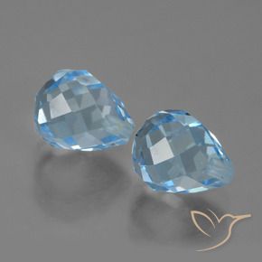 5.21 ctw Blue Topaz Stones, Natural Topaz in Half-Drilled Briolette Shape for Sale