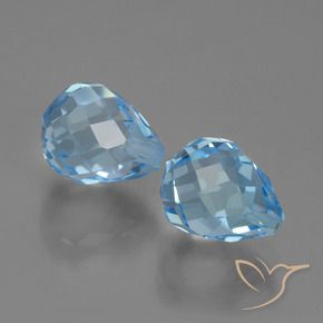 5.24 ctw Blue Topaz Stones, Natural Topaz in Half-Drilled Briolette Shape for Sale