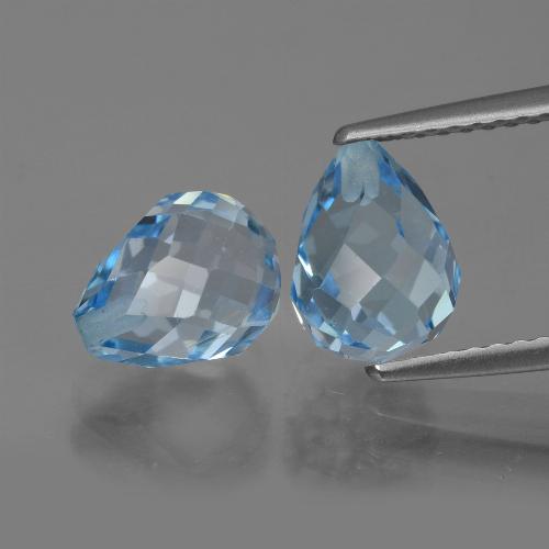 Bleu Suisse Topaze gemme - 2.6ct Briolette semi-percée (ID: 426678)