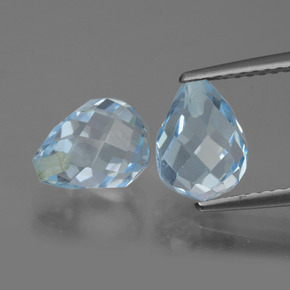 Azul claro Topacio Gema - 2.7ct Biolette medio perforado (ID: 426679)