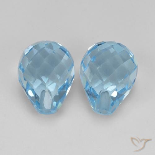 5.55 ct Sky Blue Topaz, 8.2 mm Briolette From Brazil, Photo A