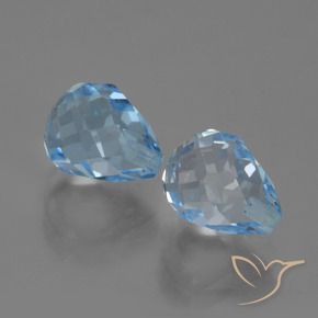 5.05 ctw Blue Topaz Stones, Natural Topaz in Half-Drilled Briolette Shape for Sale