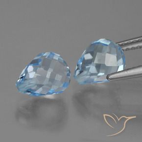 Topaz Gemstones in 8 x 6.3 mm Size for Sale, Topaz Stones in Sky Blue Color