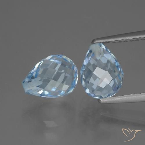 5.26 ct Sky Blue Topaz, 8.2 mm Briolette From Brazil, Photo A