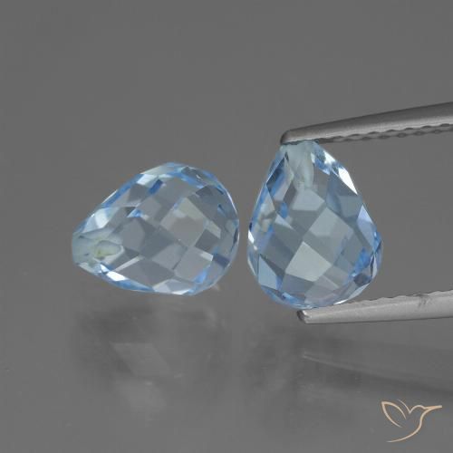 5.17 ct Sky Blue Topaz, 7.9 mm Briolette From Brazil, Photo A