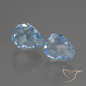 5.17 ctw Blue Topaz Stones, Natural Topaz in Half-Drilled Briolette Shape for Sale