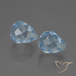 4.99 ctw Blue Topaz Stones, Natural Topaz in Half-Drilled Briolette Shape for Sale
