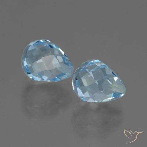 4.90 ctw Blue Topaz Stones, Natural Topaz in Half-Drilled Briolette Shape for Sale