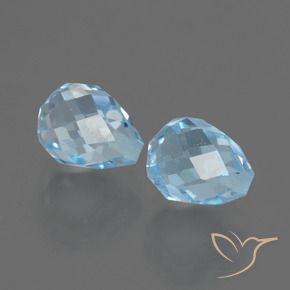 5.39 ctw Blue Topaz Stones, Natural Topaz in Half-Drilled Briolette Shape for Sale