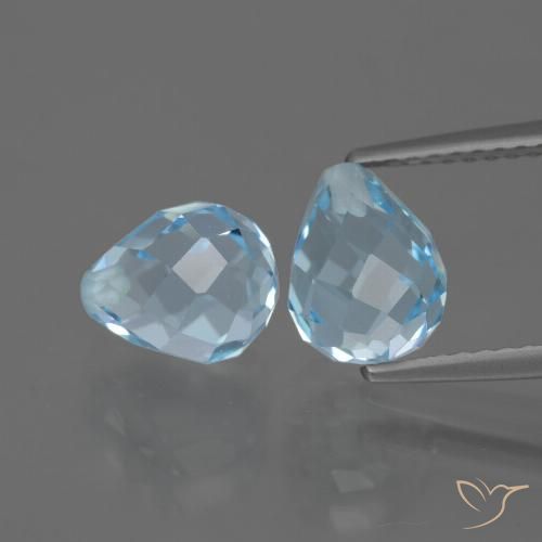 5.02 ct Loose Sky Blue Topaz, 8.1 mm Briolette From Brazil, Photo A