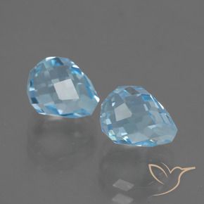 5.02 ctw Blue Topaz Stones, Natural Topaz in Half-Drilled Briolette Shape for Sale