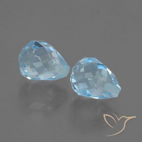 4.81 ctw Blue Topaz Stones, Natural Topaz in Half-Drilled Briolette Shape for Sale