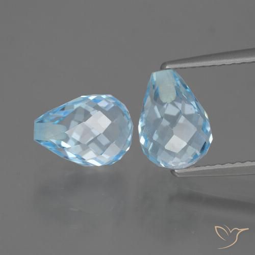 5.24 ct Sky Blue Topaz, 8.4 mm Briolette From Brazil, Photo A