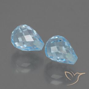 5.24 ctw Blue Topaz Stones, Natural Topaz in Half-Drilled Briolette Shape for Sale
