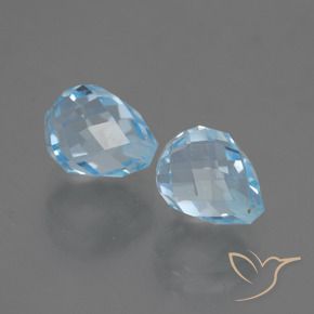 5.21 ctw Blue Topaz Stones, Natural Topaz in Half-Drilled Briolette Shape for Sale