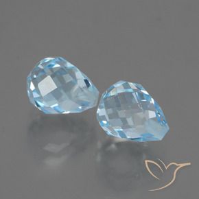 5.15 ctw Blue Topaz Stones, Natural Topaz in Half-Drilled Briolette Shape for Sale