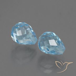 5.07 ctw Blue Topaz Stones, Natural Topaz in Half-Drilled Briolette Shape for Sale
