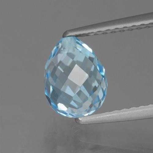 Topaze Bleu half-drilled briolette 2,73 ct du Brésil, dimension 8,1mm, pierre gemme naturelle Irradié, pureté VS, 1 pièce Topaze de couleur Bleu bébé, dureté Mohs de 8 convient aux bijoux de tous les jours, pierre de sagesse, Année de la pierre précieuse du cheval, Photo A