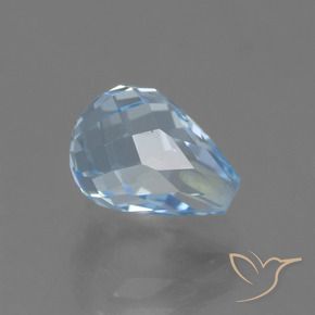 2.46 ct Blue Topaz Stone, Natural Topaz in Half-Drilled Briolette Shape for Sale