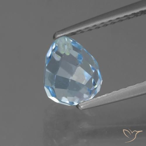 Topacio Azul Biolette medio perforado de 2.32 ct de Brasil, dimensión 7,3x6,1 mm, piedra preciosa natural Irradiado, claridad VS, Topacio de 1 pieza en color Azul Cielo, dureza Mohs de 8 Adecuado para joyas de uso diario, Simboliza la buena salud, Photo A