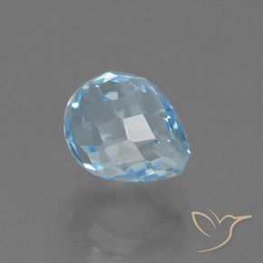 2.46 ct Blue Topaz Stone, Natural Topaz in Half-Drilled Briolette Shape for Sale