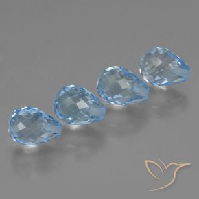 9.08 ctw Blue Topaz Stones, Natural Topaz in Half-Drilled Briolette Shape for Sale