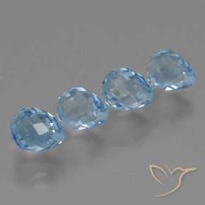 10.98 ctw Blue Topaz Stones, Natural Topaz in Half-Drilled Briolette Shape for Sale