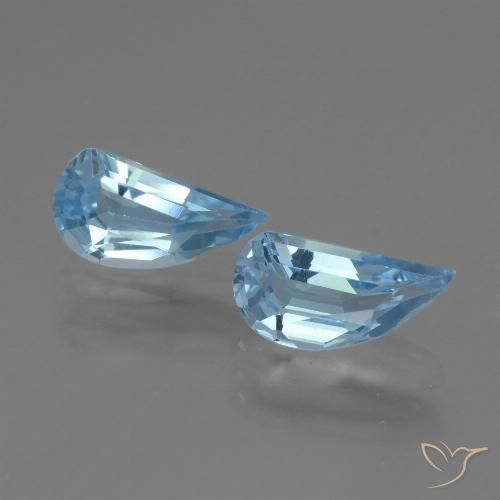 2.74 ct Loose Swiss Blue Topaz, 10 x 5 mm Odd Shaped From Brazil, Photo A