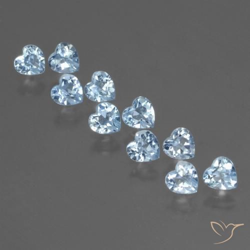 2.83 ctw Blue Topaz Gemstones, Topaz Gems in Heart Facet Shape for Sale.
