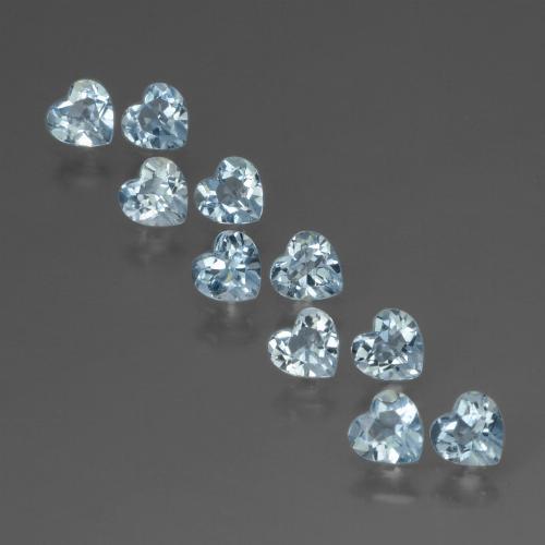 10pc 4 x 3.9mm Heart Topaz Lot - 2.68ct total Weight / avg. 0.27ct each, Color: Light Sky Blue, Mohs Hardness 8 suitable for daily wear jewelry, Sagittarius Zodiac Stone, Photo A