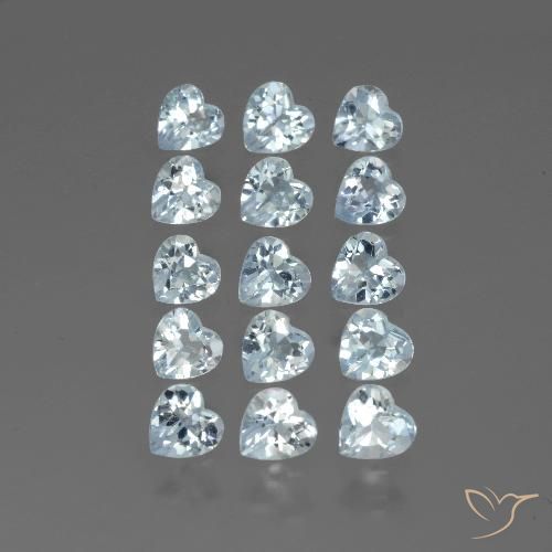 Lot de 15pc Topazes Bleu ciel léger Cœur du Brésil - Poids total 4,2 ct / moy. 0,28 ct chaque, taille 4,2 x 4,2mm, couleur : Bleu ciel léger, dureté de Mohs 8 convient aux bijoux de tous les jours, pierre de sagesse, Pierre de naissance traditionnelle d'août, Photo A