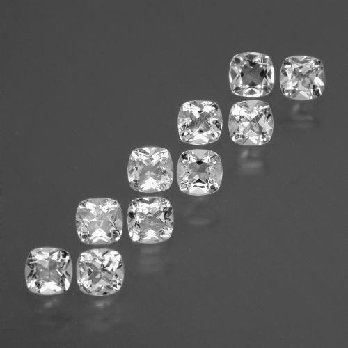 10pc Cushion White Topaz Lot from Brazil - Weight 4.95ct total / avg. 0.5ct each, Size 4.6 x 4.5mm, Color: White, Mohs Hardness 8 suitable for daily wear jewelry, Golden Stone, Photo A